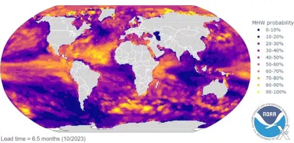 Прогноз морской волны тепла NOAA, опу...