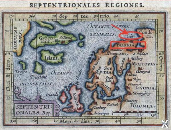 Карта Северного региона Ортелиуса XVI...