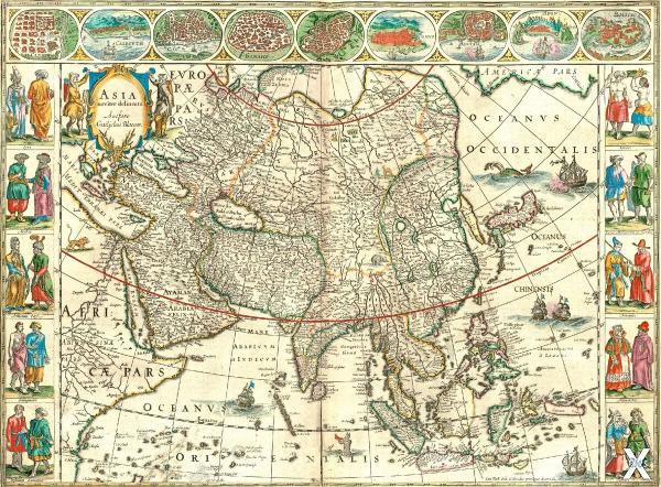 Карта Азии, включая Сибирь