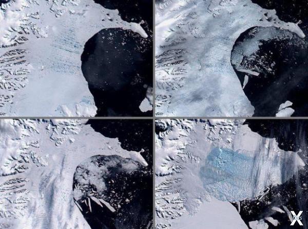 Разрушение ледника "Ларсен В" в 2002 ...