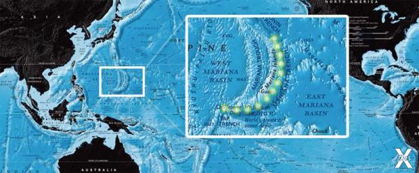 Карта Марианской впадины