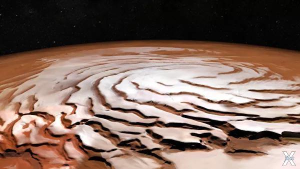 Северная полярная шапка на Марсе, пок...