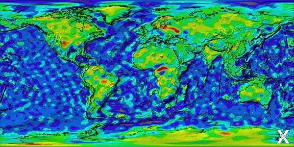 Карта намагниченности земной коры, по...