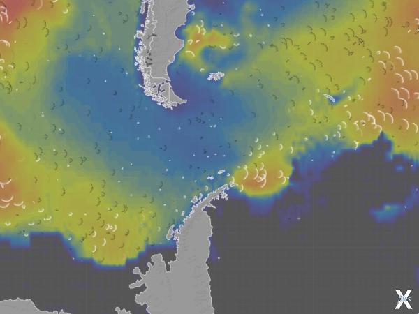 Карта температур морской воды