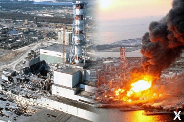 Слева: авария на Чернобыльской АЭС в ...