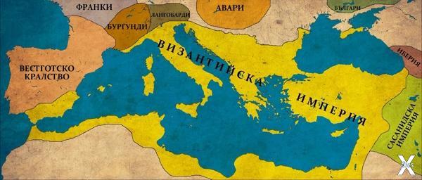 Карта Византии на пике могущества 555...