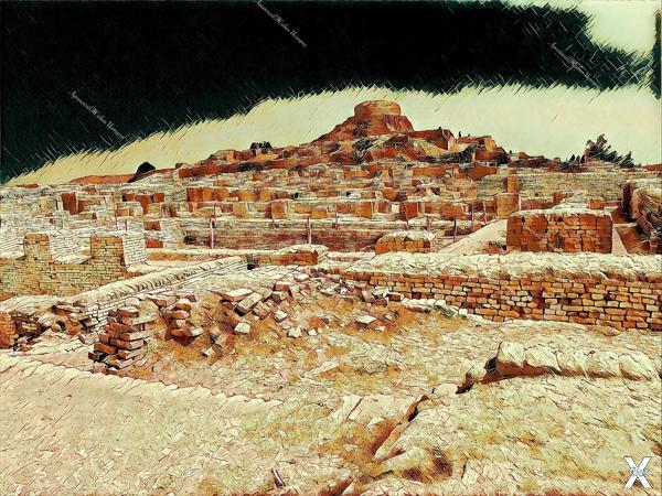 Руины Мохенджо-даро на рисунке Лукинс...