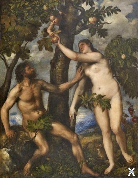 «Адам и Ева». Тициан, 1550 г.