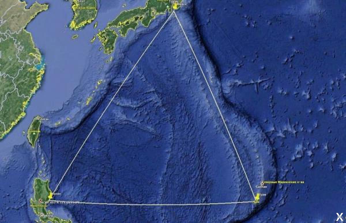 Где морской. Атлантический океан Бермудский треугольник. Треугольник в океане Бермудский. Треугольник дьявола в тихом океане. Бермудский треугольник и Марианская впадина.