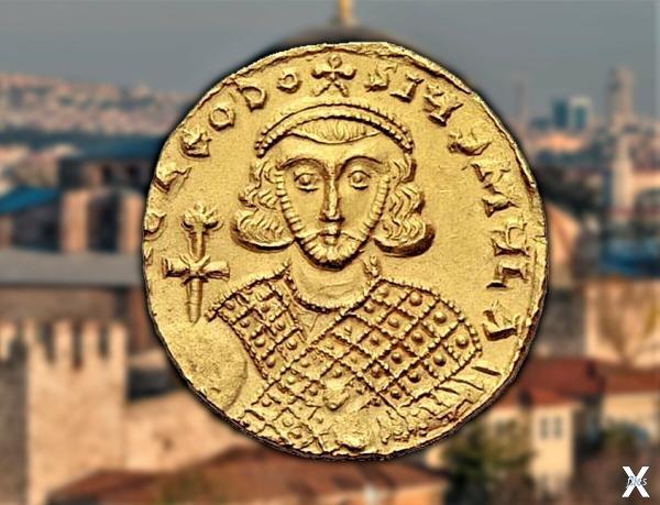 Византийская монета 8 века с изображе...