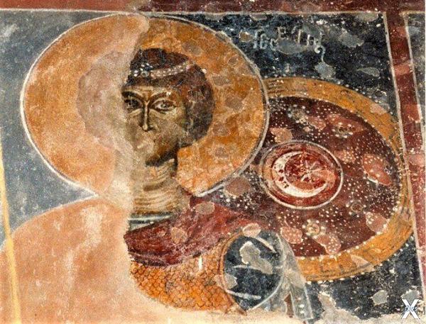 Византийская фреска с полумесяцем и з...