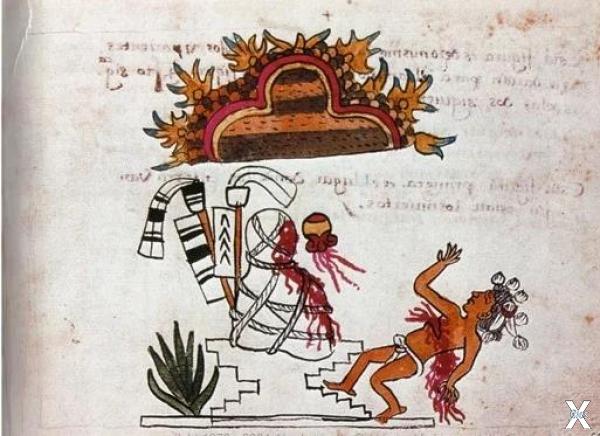 Огонь с неба. Рисунок из ацтекского к...