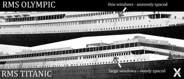 Два фото «Титаника» и «Олимпик», на к...