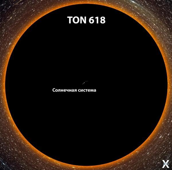 Сравнение размеров черной дыры Ton 61...