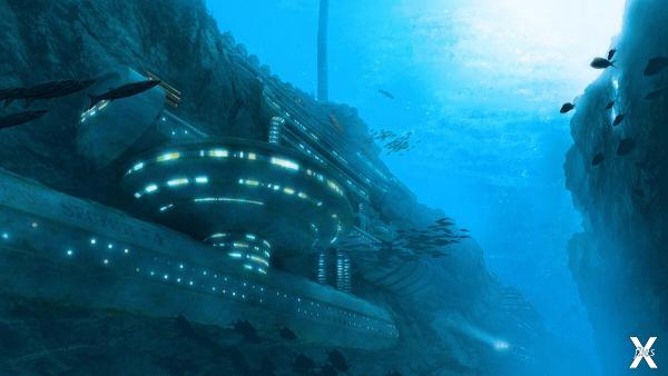 Подводная база НЛО в представлении ху...