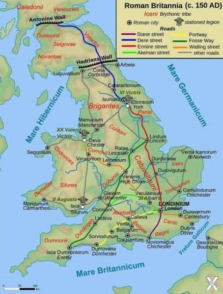 Сеть римских дорог в Британии, одной ...