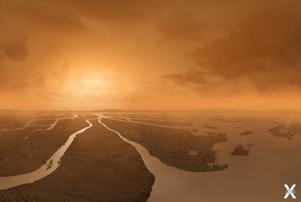 Пейзаж спутника Сатурна Титан в предс...