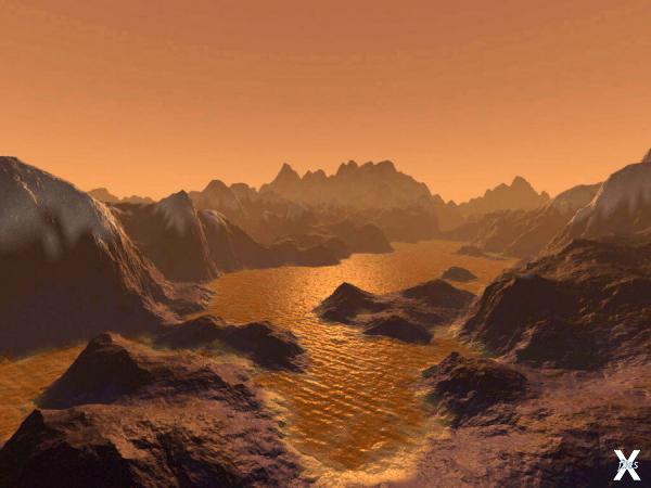Метановое озеро Титана в представлени...