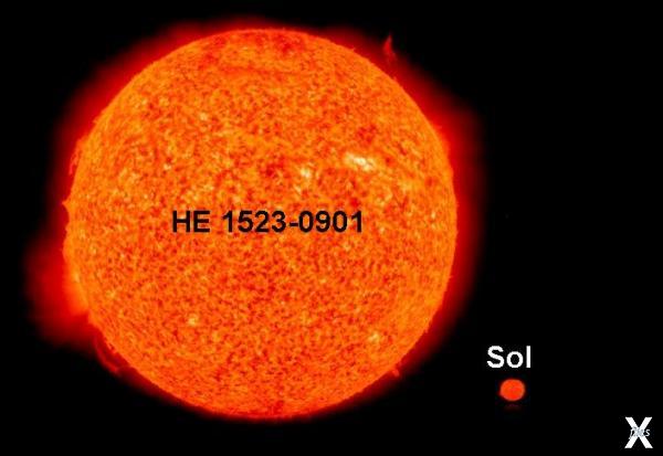 Красный гигант HE 1523-0901 и Солнце