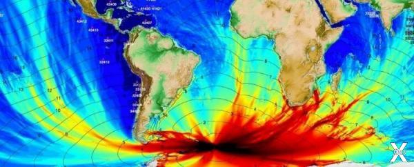  Карта волн цунами в августе 2021 года