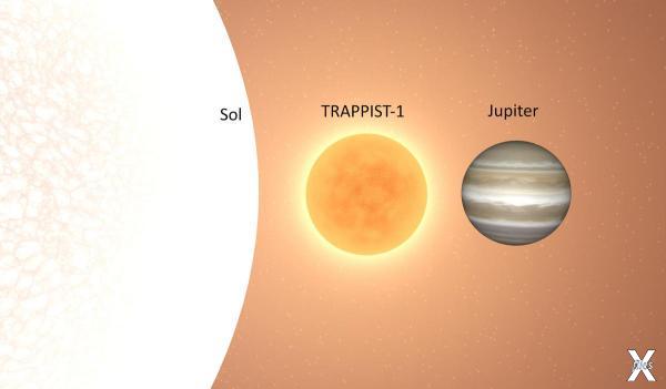 Солнце, TRAPPIST-1 и Юпитер